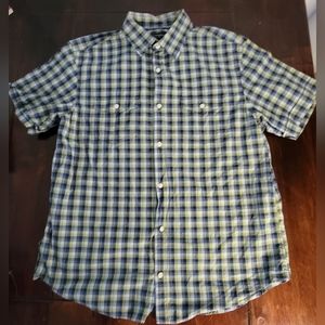 Banana Republic Plaid Button Down Kramer Chk Short Sleeve Shirt Men's Large